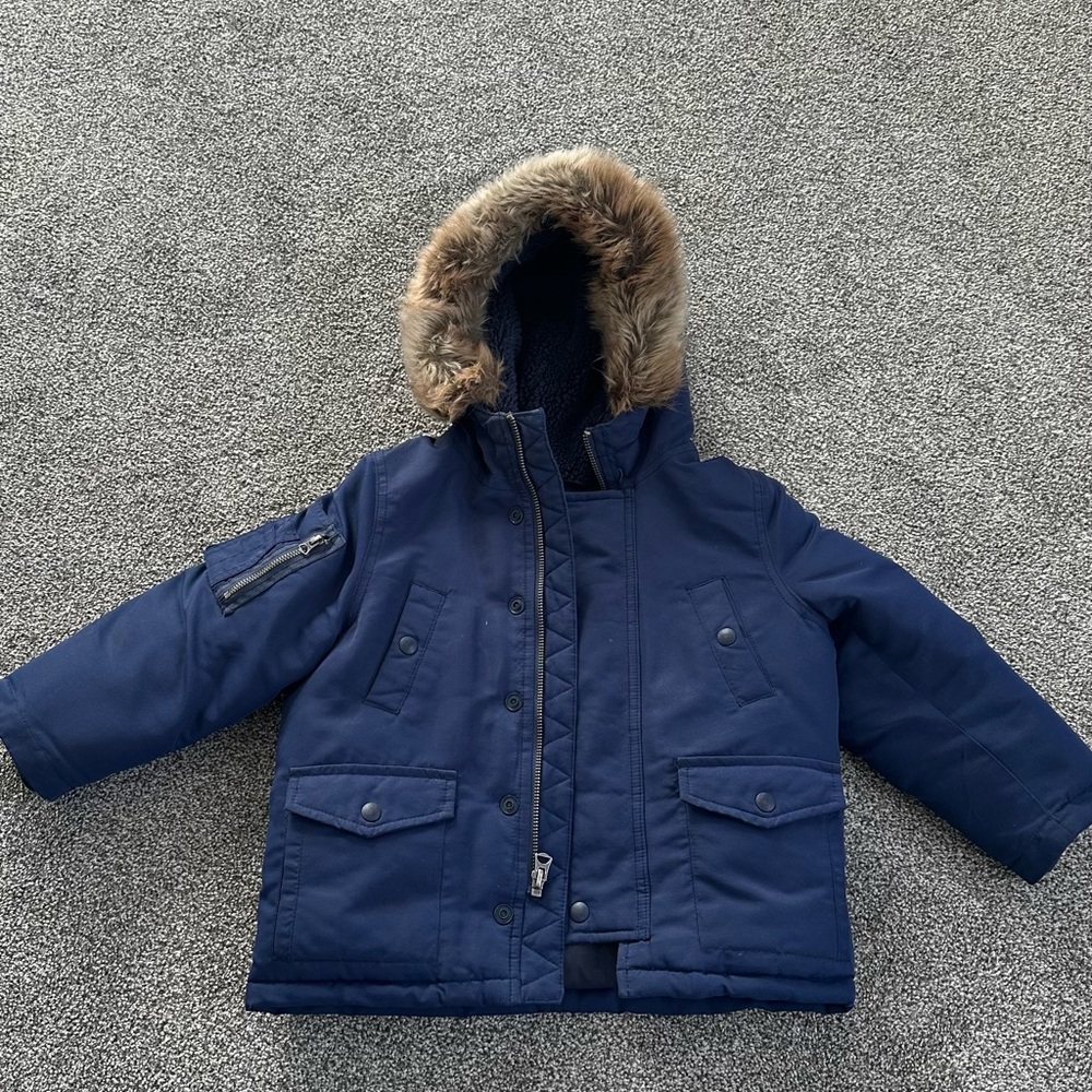 Polo by Ralph Lauren Blue Puffer Jacket with Faux Fur Hood